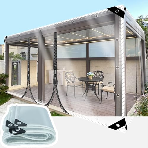 SSFMSF Bâche imperméable Transparente avec œillets Imperméable en PVC 0.35mm Epaisse avec 2 Fermetures éclair Résistant à poussière pour Piscine Jardin Voiture Terrasse. (H:2m * W:3m | 400g/m²)