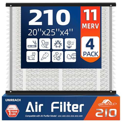 4 Pack 210 Replacement Air Filter, MERV 11,Actual Size: 20.47"x25.6"x3.94", Nominal Size: 20''x25''x4'', HVAC Furnace Filter, Compatible with AprilAire Models 1210, 1620, 2210, 2216, 3210, 4200