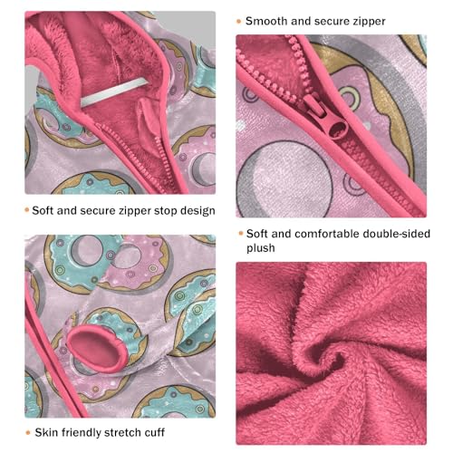 OTVEE Pink and Blue Donuts Kids Hoodie Jacket Fall Spring Full Zip Warm Outwear Coat3