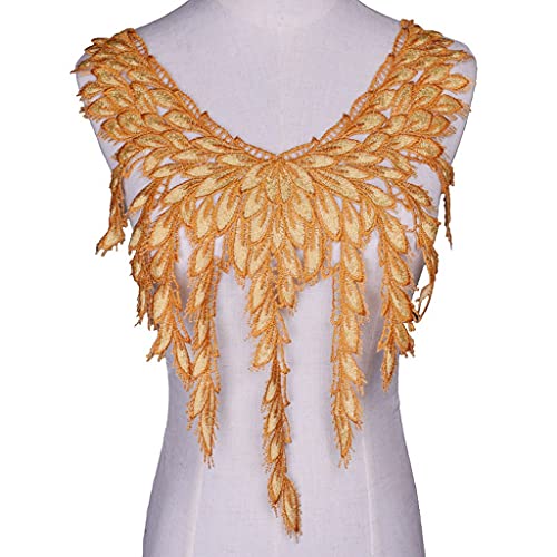 ZYING 3D Tissu brodé Jaune Rose Fleur Venise Dentelle Couture Applique Collier Collier Collier Collier Applique Accessoires (Color : B)