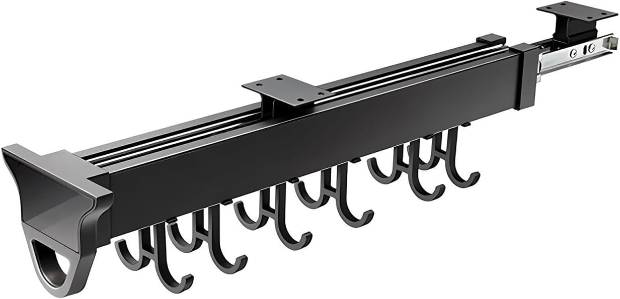 Multifunctional WallMounted Storage Rack for Garage Broom and Mop Organizer Sliding Hook System for Kitchen Closet Home 20.07in18 Hooks for Efficient Space Saving