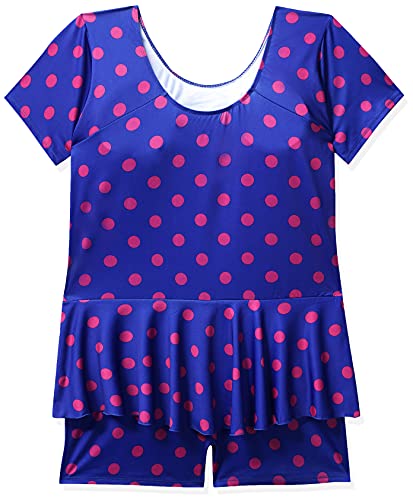 Image of I-SWIM LADIES COSTUME IS-103 ROYAL /PINK DOTS SIZE 2XL WITH GOGGLES SILICONE IS-1600 WITH POUCH BLUE