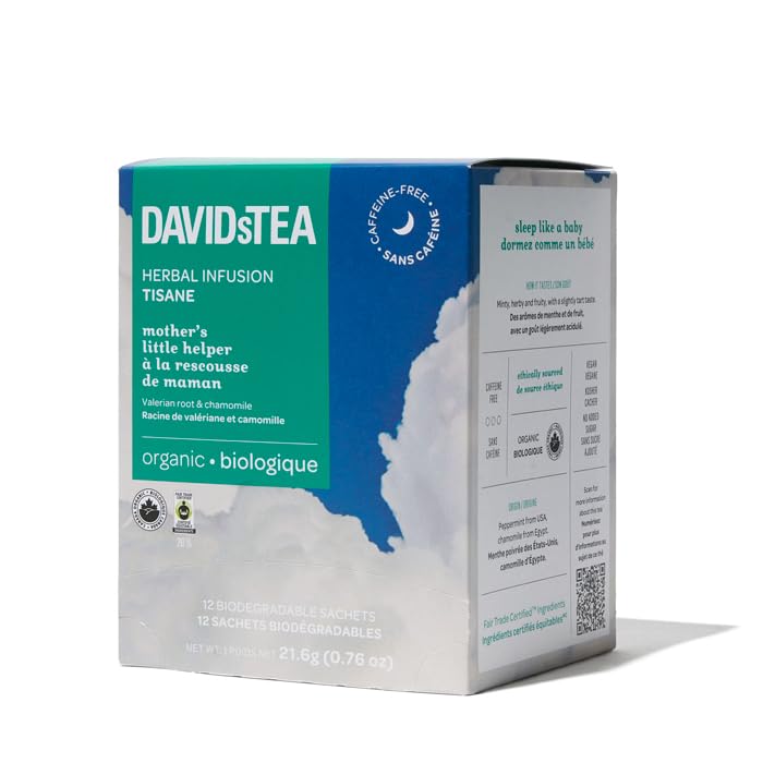 DAVIDsTEA Organic Mother’s Little Helper Herbal Tea – Caffeine-Free Tea Bags with Peppermint, Chamomile & Valerian Root – 12 Count – Relaxing Nighttime Blend - Image 8