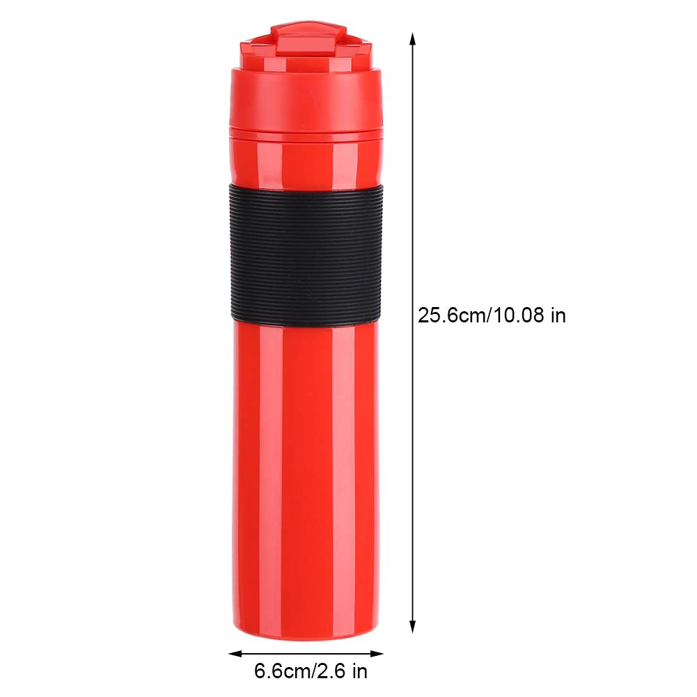 Alvinlite French Press Coffee Machine, Plastic Insulated Travel Mug for Kitchen, Office or Camping, Full Immersion for Hot and Cold Brew 12 oz (Red) French