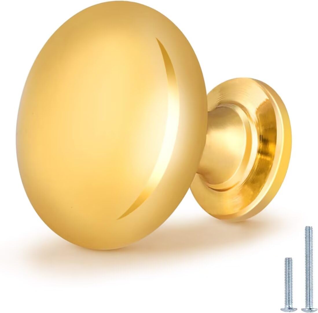 Aged Brass Knobs 12 Pack, Solid Warm Gold Cabinet Knobs, Antique Brass Drawer Knobs, Champagne Bronze Kitchen Cabinet Hardware,Diameter 1-1/5" — Amazon image 18