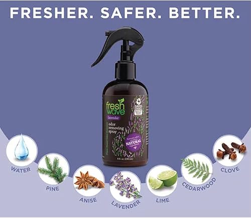 Vista 67 de Fresh Wave Spray eliminador de olores de lavanda y ambientador, 8 onzas, paquete de 2, sin aerosol, niebla fina, alivio de olores más seguro
