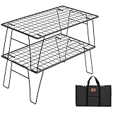 キャンピングムーン(CAMPING MOON) フィールドメッシュラック キャンプ ラック ブラック 軽量 薄型 2点セット 収納付き T-235-2T