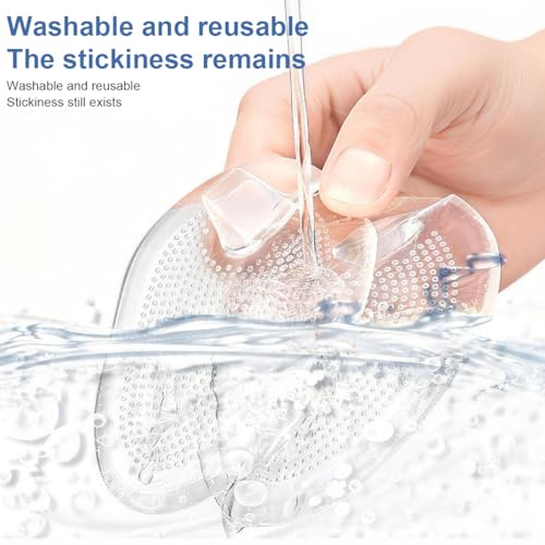 3 Pair Self-Adhesive Silicone Gel Forefoot Cushions Grip Pads Non Slip Pain Relief Sandal Insoles For Thong Slipper Protectors Toe Posts Protectors For Women Men (Transparent)