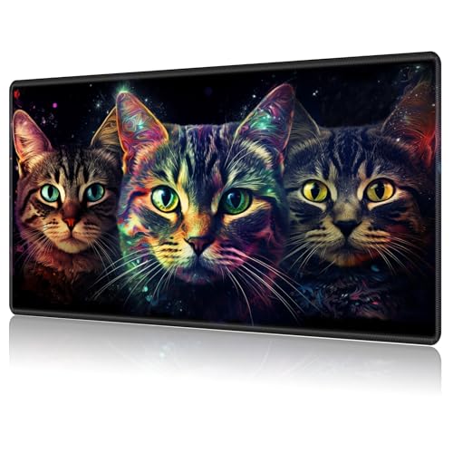 MTG Playmat,Game Play Mat for MTG TCG 27.6 x 15.7 inches Cards Game Playmats,Trading Card Game Stitched Play Mats Commander Deck Gaming Desk Mat Card Gameplay Mats-Three Cute Cats