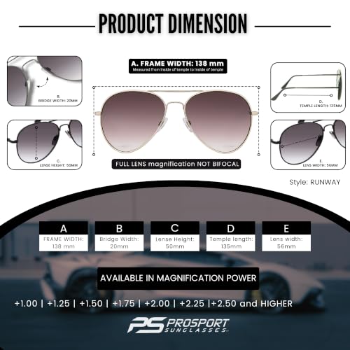 Image of proSPORT Reading Sunglass Tinted FULL LENS Sun Reader Glasses Aviator Large Men Women NOT BIFOCAL