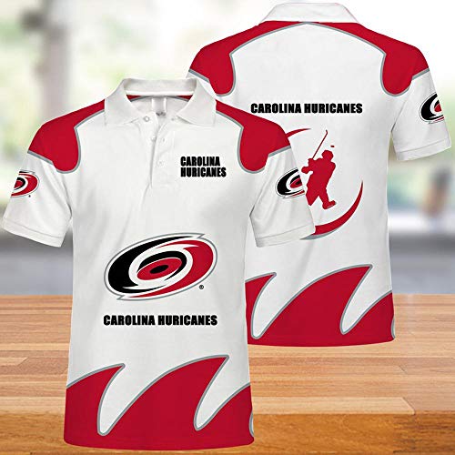 JKAINI Las Camisetas De Los Hombres De Verano Camisa De Polo -NHL Carolina Hurricanes 3D Informal Camiseta De Manga Corta Capucha Tops A-XXXXXL
