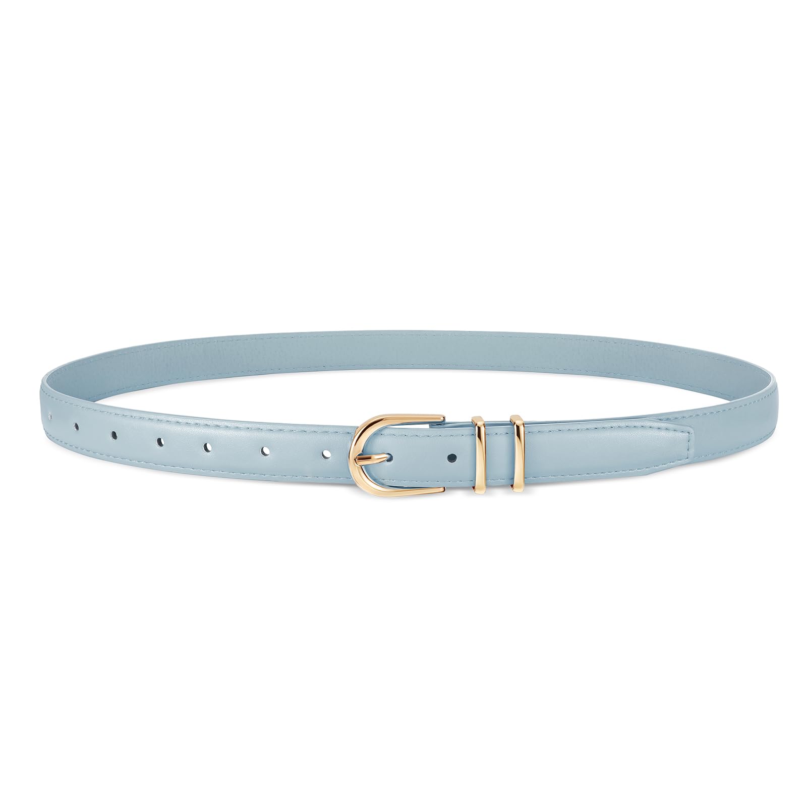 JASGOOD Women Skinny Leather Belt for Jeans Pants Fashion Ladies Thin Belt for Dress with Gold Single Prong Buckle