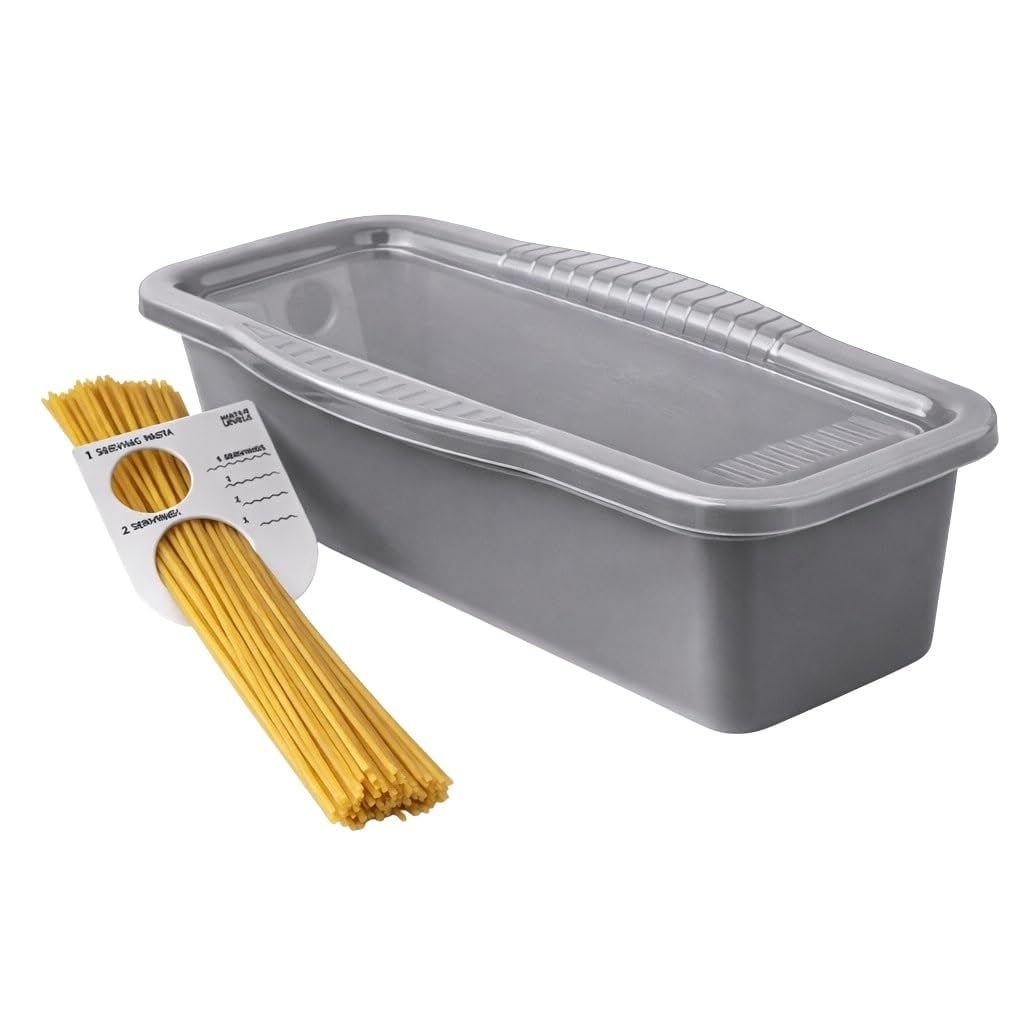 Microwave BPA Free Non-Stick Pasta Cooker with Portioning Tool, Gray