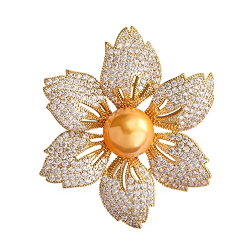 Broche de bauhinia con perla de imitación detalle ideal para regalar en ocasiones especiales