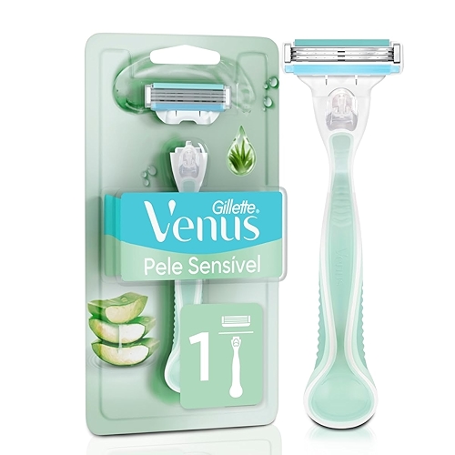 Gillette Venus Pele Sensível Aparelho de Depilar Recarregável com Aloe Vera, 1 Unidade