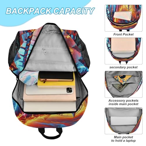 Emelivor Roller Coaster Kids Backpack for Girls Boys School Bookbag with Insulated Lunch Box for Preschool Primary School Back to School Backpack4