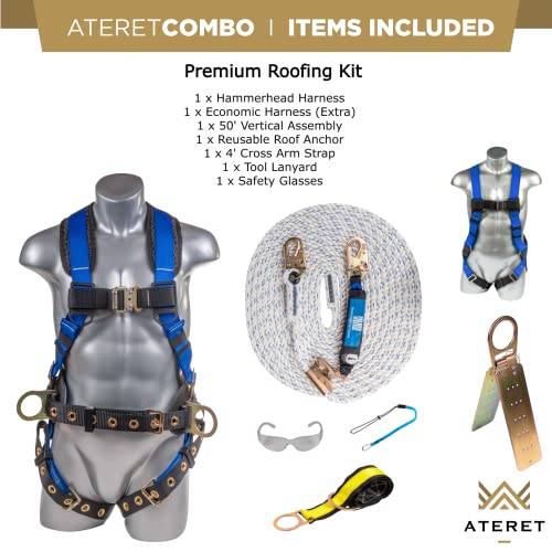 Image of Palmer Safety Fall Protection Safety Harness Hammerhead Series Safety Kit I Premium Harness + Lanyard + D-Ring Extender Kit