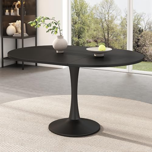 Merax Schwarz ovaler Esstisch, moderner Schlichter Esstisch ausziehbar, Freizeit-Couchtisch, für 4-6 Personen, geeignet für Wohnzimmer, Esszimmer, Küche, Büro, Garten, 100-140x100x75 cm Merax Schwarz ovaler Esstisch, moderner Schlichter Esstisch ausziehbar, Freizeit-Couchtisch, für 4-6 Personen, geeignet für Wohnzimmer, Esszimmer, Küche, Büro, Garten, 100-140x100x75 cm
