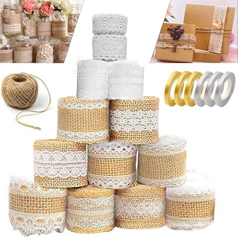 Vintage Lace Trim and Jute Ribbon Set Cover