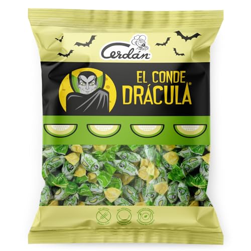Caramelos Cerdán - Caramelos Halloween El Conde Drácula Sabor Melón | Medio Kilo - Bolsa de 500 gr | Caramelo Duro Sin Gluten ni Alérgenos | Ideal para Fiestas, Eventos y Cumpleaños