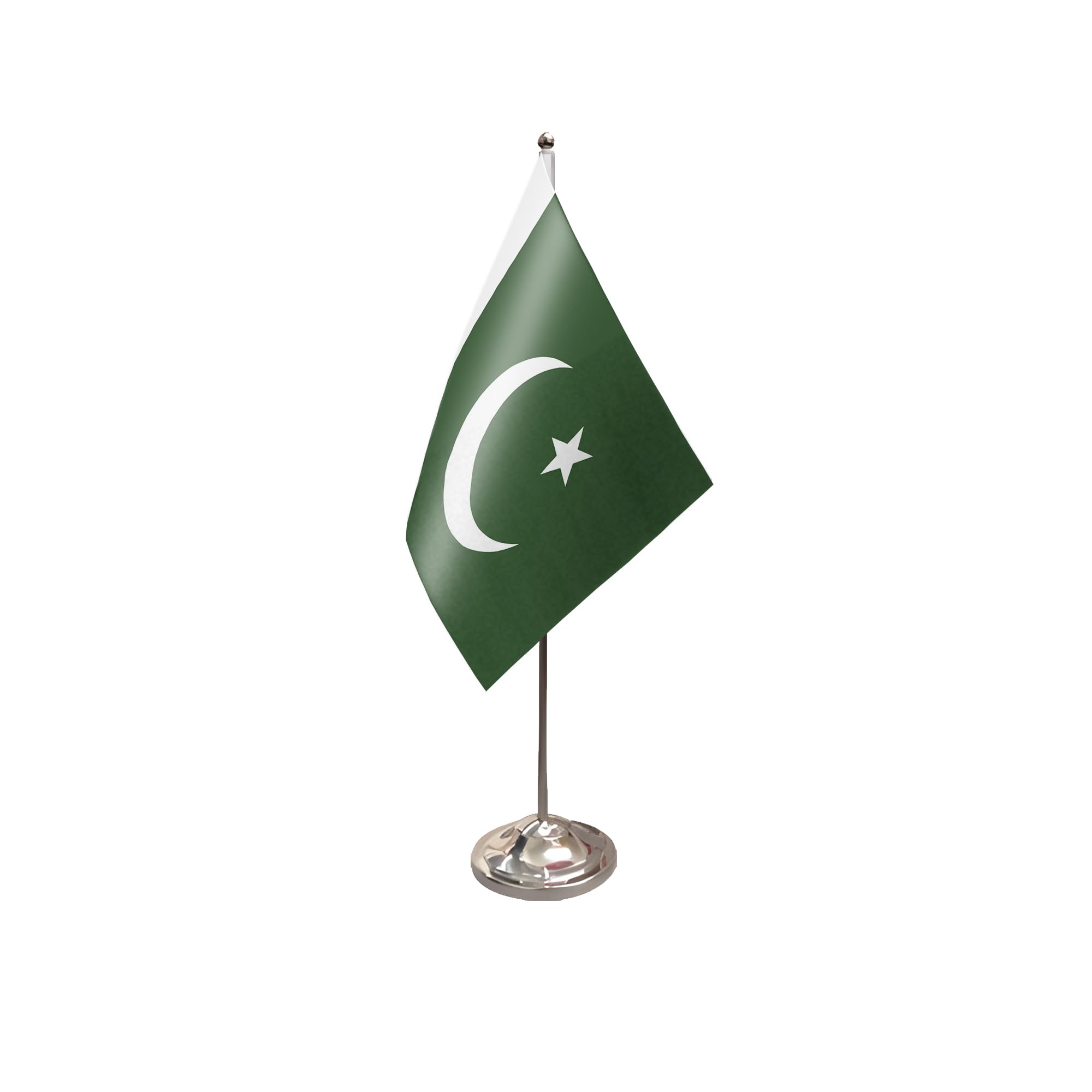 Flagtex Pakistan Satin Table Flag With Chrome Pole & Base