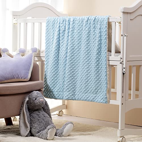 Image of CREVENT Cozy Soft Warm Sherpa Baby Blanket for Infant Toddler's Crib Cot Stroller Gifts for Baby Boys All Season Use (30 inchX40 inch Blue dot)