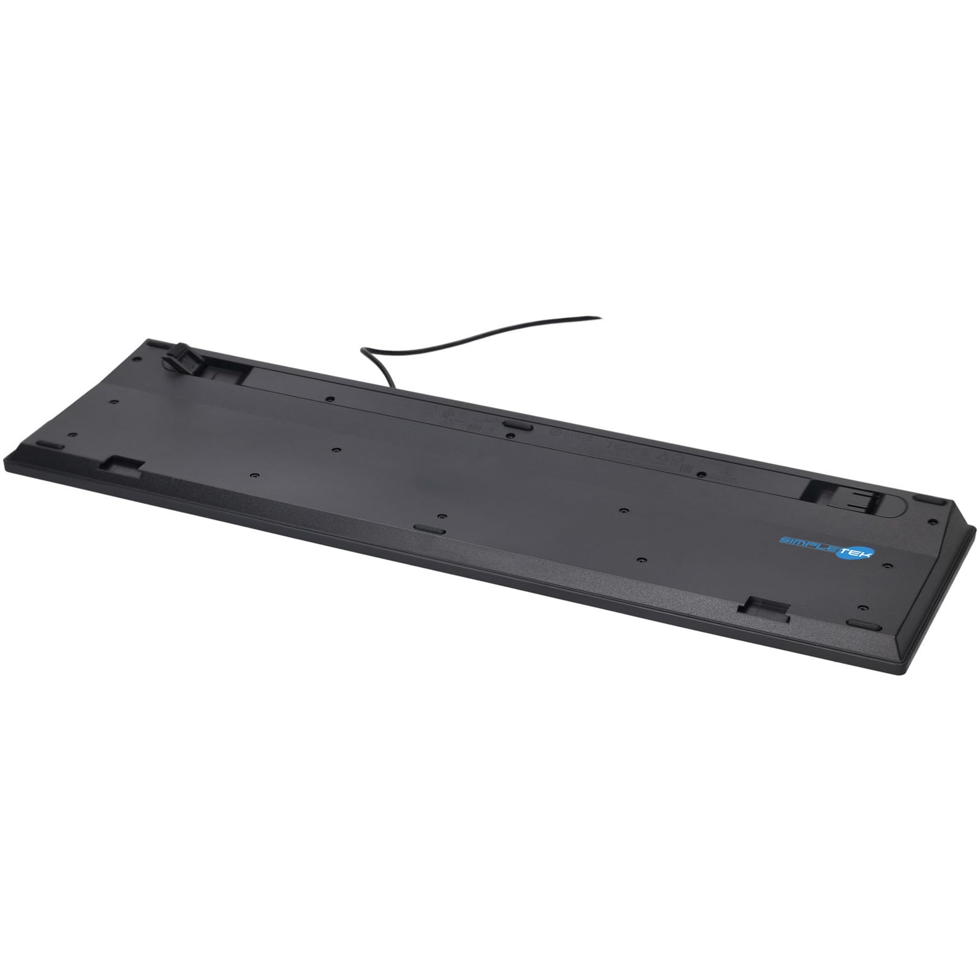 SIMPLETEK - Dünne USB-Tastatur QWERTZ Deutsch Aufkleber Preapplied PC | Schwarze kabelgebundene USB-Tastatur mit vorinstallierten deutschen Layout-Aufklebern im schlanken Design und leisem Tippen