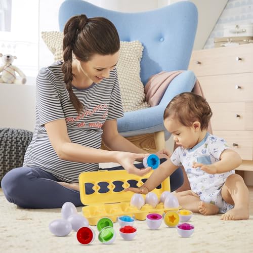 Matching-Eggs-12-pcs-Set-Easter-Eggs-Educational-Color-Shape-Recognition-Sortere-Skills-Study-Toys-Montessori-Toys-STEM-Educational-Toy-Gift-for-Toddler-1-2-3-Year-Old