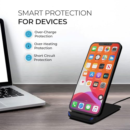 Image of Amkette PowerPro Air 600, 15W Twin Coil Wireless Charger and Phone Stand for Wirelessly Charging Smartphones Like Samsung, Google Pixel, One Plus, Xiomi and More | Adaptive Charging | Black