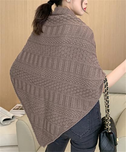 Women's Triangle Knotted Shawl Wraps Casual Knitted Sweater Scarf Retro Cardigan Cape Travel Stoles Shoulder Tops2