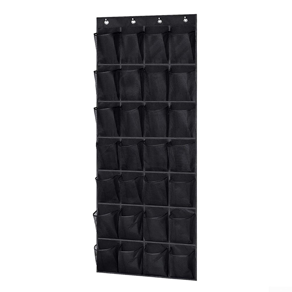Schuhregal zum Aufhängen an der Tür mit 28 Stofftaschen und 4 Haken, Schuhregal für Herren, Damen, Kinder, Kleiderschrank, Schuhaufhänger, ordentliche Lösung
