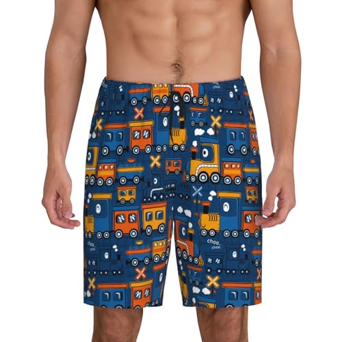 Vosery Mens Pajama Pants - Funny Steam Train Comfy Sleep Shorts Mens Pajama Shorts, Mens Lounge Shorts Pj Pants3