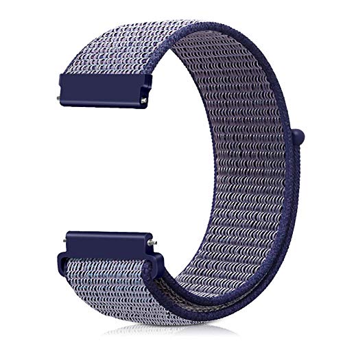 [Runostrich] 腕時計バンド 20mm 22mm 時計バンド ループナイロンバンド NATOストラップに似通る 工具が要らなく、気軽に差し替える (20mm, ミッドナイトブルー)