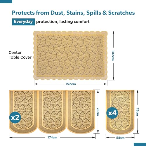 Image of Kuber Industries Sofa Cover & Center Table Cover Combo | Durable Sofa Set Cover /Protector for Home & Living Room | Aesthetic Protecting Sheets for Furniture | Coconut Bright- Golden