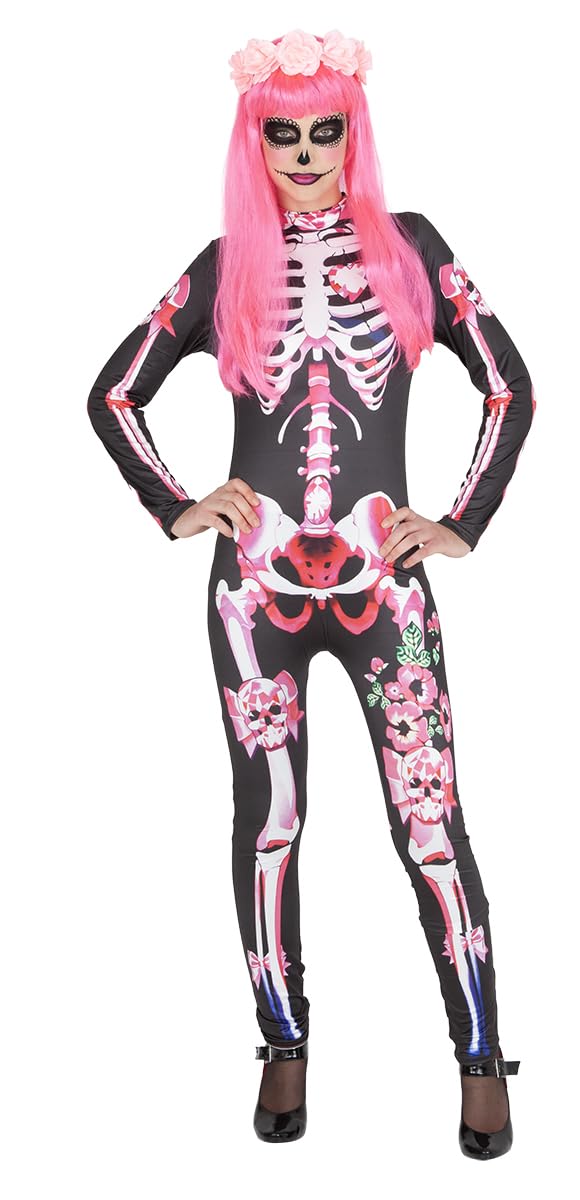 Rubies Disfraz Catrina Skelita para mujer, Mono estampado esqueleto y diadema de flores, Licencia Oficial, Día de los Muertos, Halloween, Fiestas