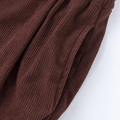 Corduroy Pants Men Big and Tall Drawstring Cargo High Waisted Multi Pockets Sweatpants for Men Baggy Casual Stretch Fashion Comfy Wide Leg Tactical Athletic Relaxed Fit Trouser Coffee L4