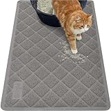 GORILLA GRIP Cat Litter Box Mat, 35x23, Cushioned Coil Mesh Litter Trapping Mats, Scatter Control Supplies for Less Mess, Phthalate Free, Ultra Deep Catch Grooves, Rinse or Vacuum to Clean, Gray