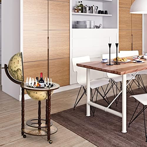 HOMCOM Globe Shaped Retro Style Mini Bar Drink Cabinet Mobile Wine Alcohol Beverage Storage Trolley Glass Bottle Holder w/Wheels