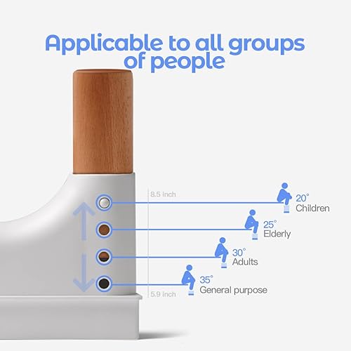 Miniatura 2 de Taburete de caca para adultos, actualizado para baño, de 5.9 a 8.5 pulgadas de altura, taburete de inodoro plegable para adultos (blanco, madera de