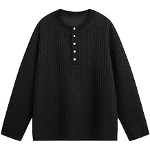 Men's Sweatshirt, Striped Pullover Henley Neck Loose Fit, Spring Fall Top