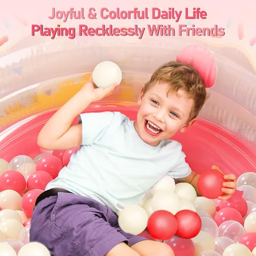 FHRILEK Ball Pit Balls-Star Ball Pit Balls for Kids,Plastic Balls for Ball Pit, Crush Proof Play Balls BPA Free Non-Toxi (Pink+Milky White+Transparent, 50PCS)