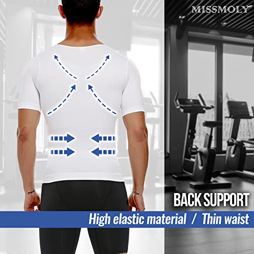 MISS MOLY Men's Compression Shirts Short Sleeve Shapewear Tank Top Slimming Body Shaper Abs Abdomen Undershirt3