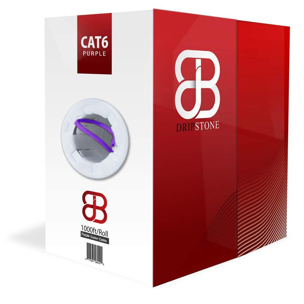 Dripstone Ipstone CAT6 - Cavo solido UTP da 304,8 m, 23 AWG, LAN, Ethernet, cavo RJ45, colore: viola