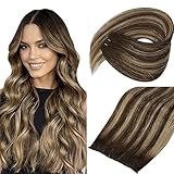 Sunny Micro Weft Hair Extensions Ombre Chocolate Brown Mix Caramel Blonde Beaded Weft Human Hair Extensions Balayage EZE Weft Brown Hair Extensions Straight 50g 20inch