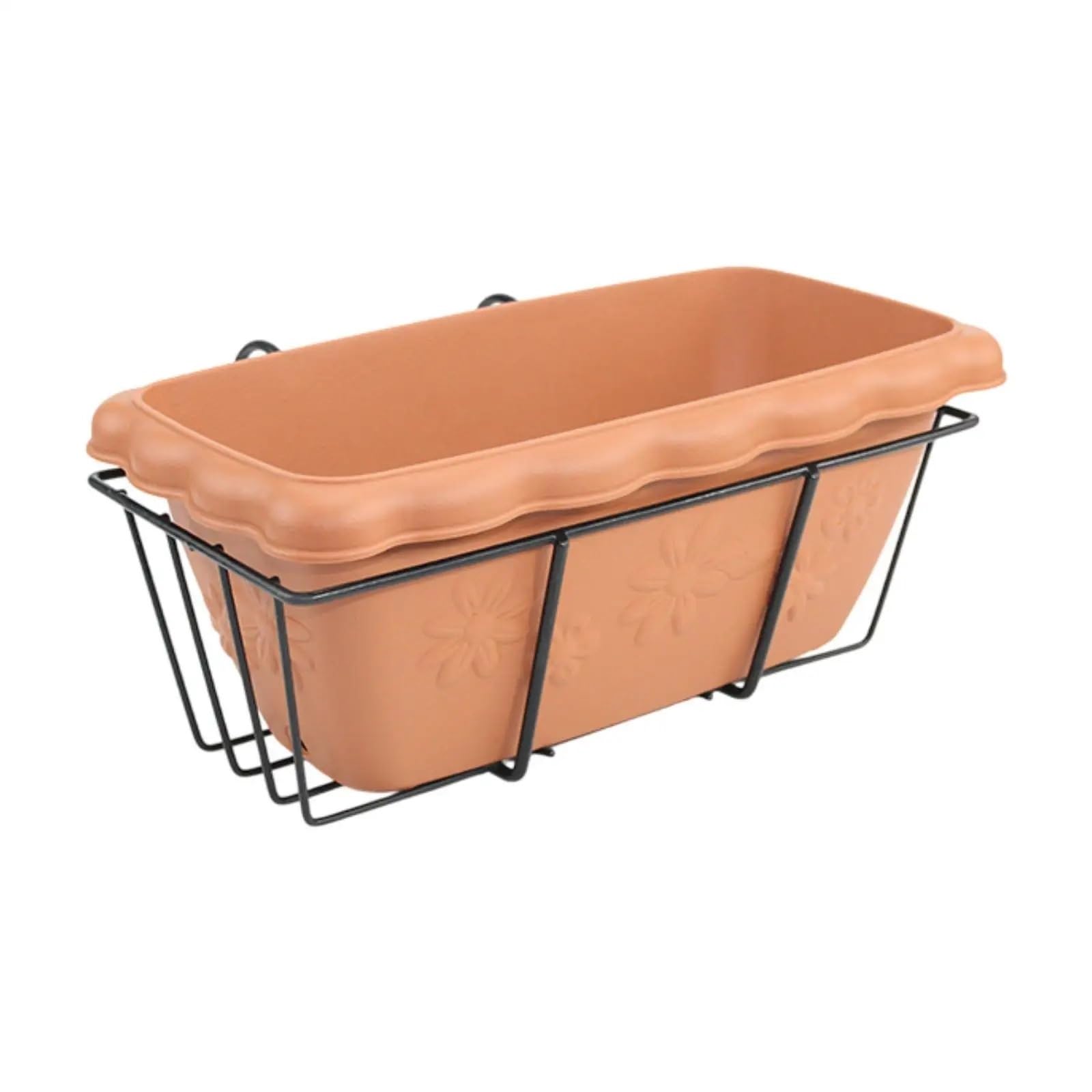 RTBVGHJIK Balcony Railing Planter Flower Pot Ornament With Drainage Holes Hanging Window Box For Garden Fence Porch for Outdoor Plants(Brown and black)