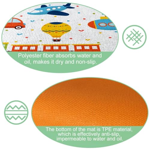 Alfombrillas de cocina lavables y absorbentes para pasillo con trenes 6