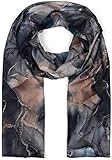 styleBREAKER Damen Schal mit edlem Marmor Muster und Goldenen Metallic Details, warme Winter Stola mehrfarbig 01017153, Farbe:Schwarz-Grau