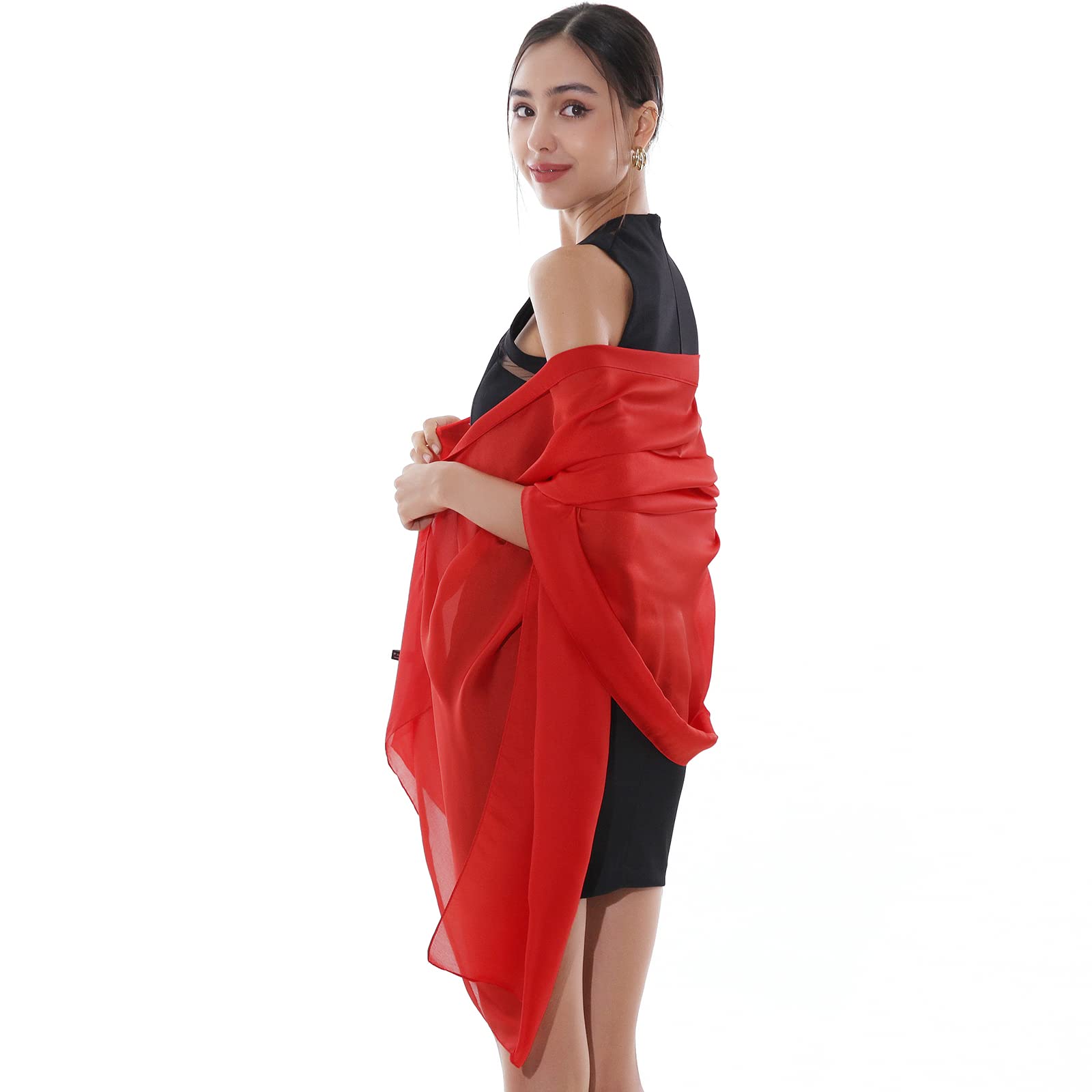 RIIQIICHY Foulard Sciarpa Seta Donna Pashmina Stola Scialle Cerimonia Abito da Sera Elegante Sposa