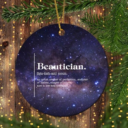 Lmmixee Estetista Decorazioni per albero di Natale Definizione divertente di estetista Ornamenti natalizi 2023 Nebulosa Notte Viola Decorazione natalizia Regali per vacanze Souvenir Compleanno 7,6 cm