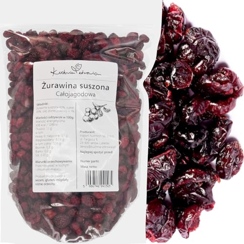 Kuchnia Zdrowia - Canneberges séchées, entières - Sans additifs - Naturelles - Haute qualité - Kuchnia Zdrowia - Sachet refermable à fond plat avec zip - Doypack : (1kg)